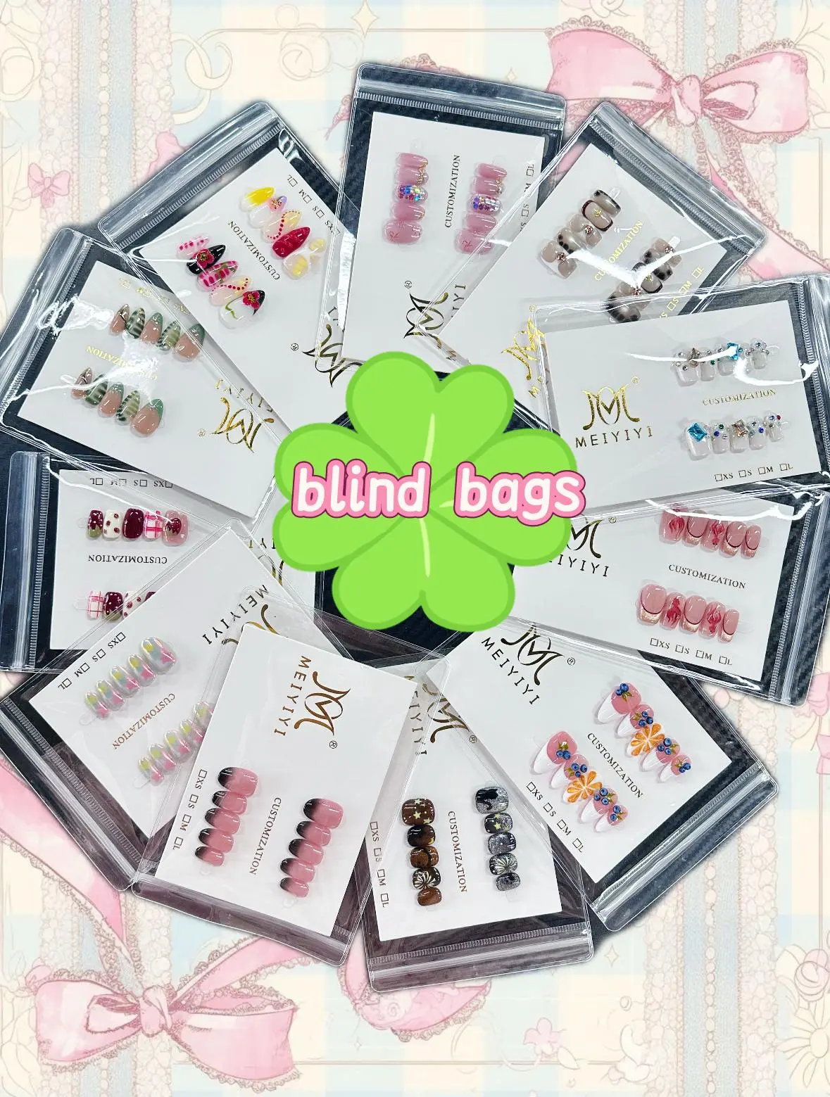 Jojo(4116)gc.5 pairs handmade bundle mystery nail bags