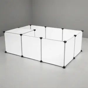 Portable Universal Pet Playpen, Easy Assemble DIY Expandable Fence for Puppy & Small Animals, ABS Connectors, PP Plastic Panel, Rust-proof Metal Frame