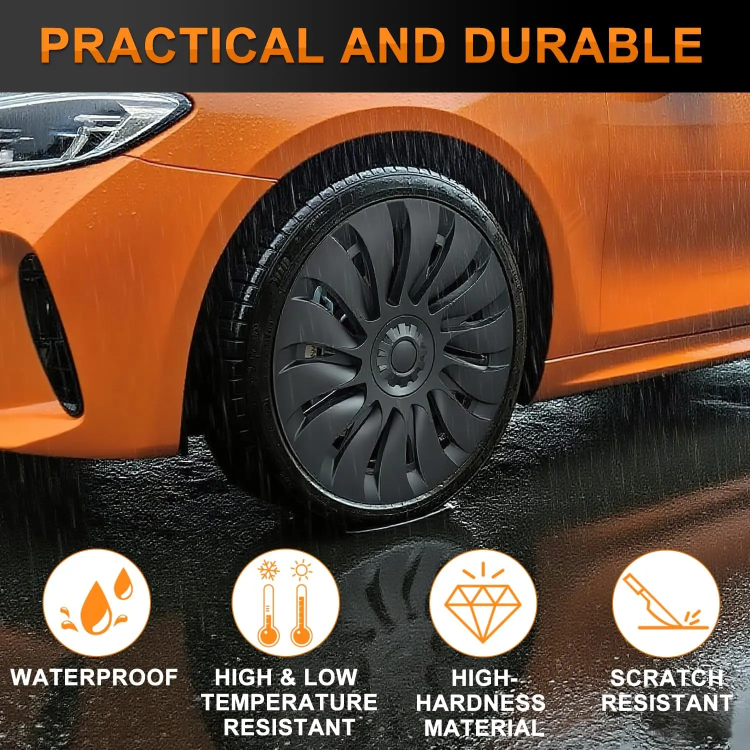 Nilight 19 in Multi-Spoke Matt Black Hubcaps (4 Pcs, ABS+PC, Waterproof) - Car Rim Scratch Guards, Replacement Wheel Covers for 2021-2024 Tesla Model Y Gemini, Vehicle Accessories, Father's Day Gift
