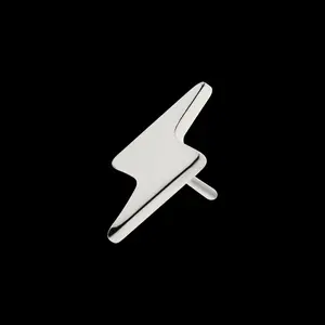 Titanium Threadless with Short Lightning Bolt Flatback Stud Earring