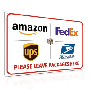 POPPY Rust-Free Aluminum Package Delivery Sign for Outdoor Use 8x 12 Inch, "Please Leave Package Here" for Porch/Front Door