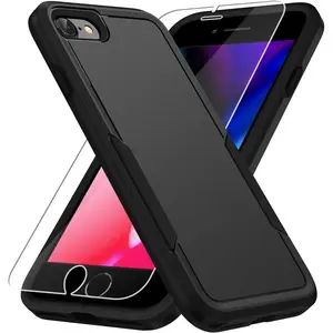 Entronix Bundle Compatible with iPhone 8/7/SE - Soft-Touch Dual-Layer Case & 1 Clear Screen Protector