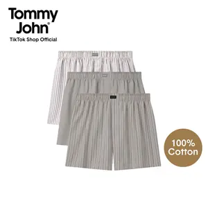 Tommy John Men’s Woven Boxer Shorts, 100% Cotton, Breathable Comfort Fit, Tagless Waistband, 3-Pack