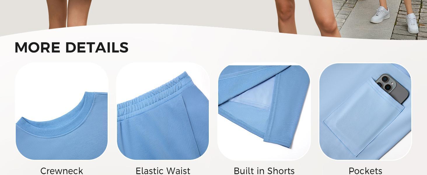 Fisoew Womens 2 Piece Outfits Casual Crewneck Sweatshirt High Waisted Split Skort Skirts Workout Matching Lounge Sets Fisoew Womens 2 Piece Outfits Casual Crewneck Sweatshirt High Waisted Split Skort Skirts Workout Matching Lounge Sets