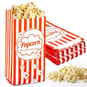 MAQIHAN 100 Popcorn Bags 1Oz - Small Disposable Paper Bags for Popcorn, Popped Kernels Mini Containers, Movie Night Supplies for Halloween, Christmas, Carnival Games Party, Popcorn Machine Accessories