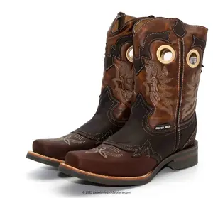 MEN'S SQUARE TOE PULL ON LEATHER BOOT COPPER/BROWN - SB4035