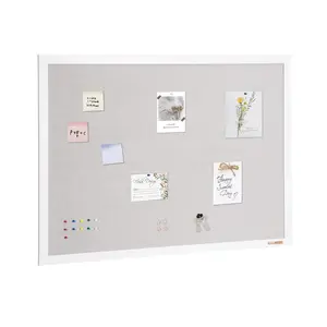 【Summervibes】VEVOR 48"x36" White Cork Board with Linen Surface – Stylish Wall-Mounted Bulletin Board for Home,  , School, Office – Elegant & Functional Noticeboard