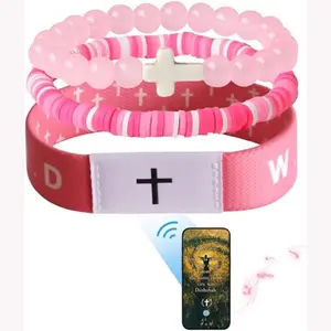 Christian Scripture Wristbands, WWJD Bible Verse Scan Bracelets, Religious Gifts for Men Women, Christmas Adjustable Inspirational Cross Bracelet adjustable design bracelets casual trendy accessory nfc notification Stretch Bangle