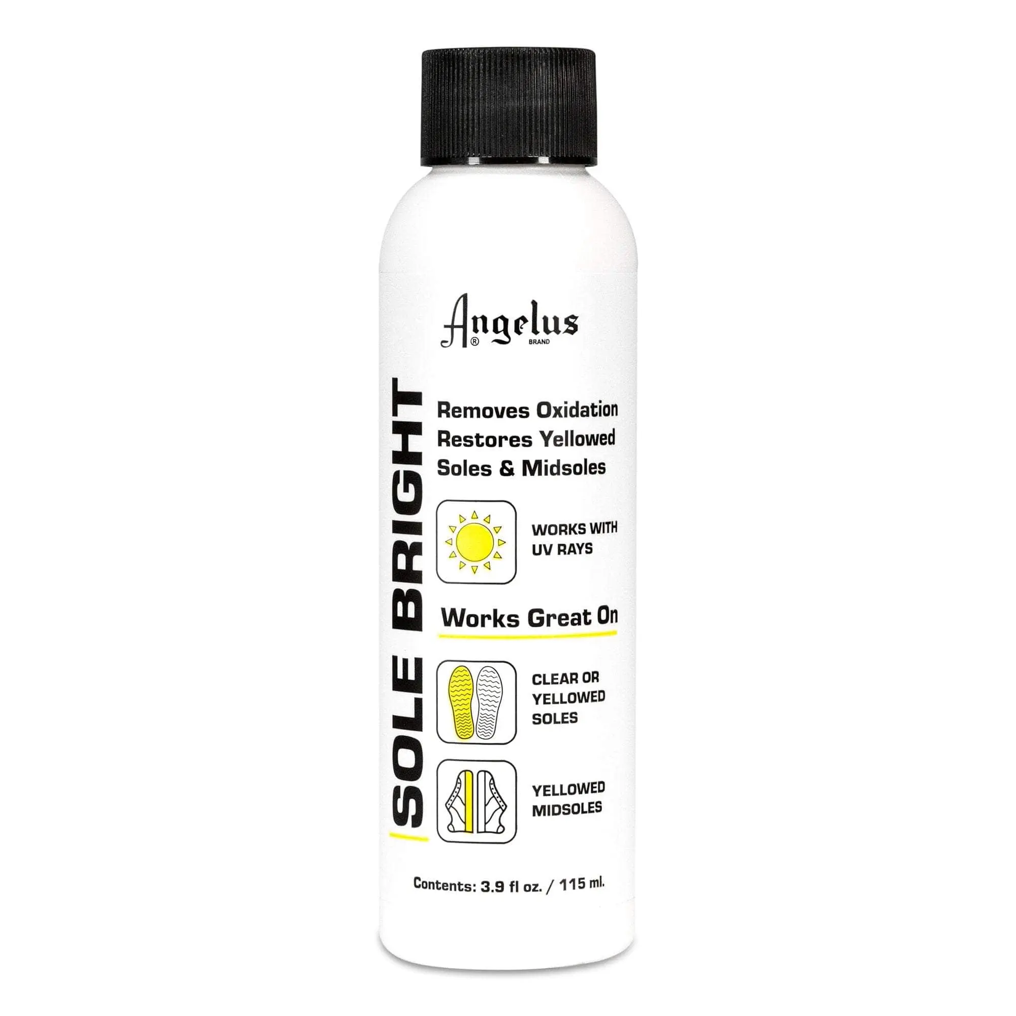Angelus Sole Bright 3.9 oz, White Sole Shoe Cleaner, Effectively Removes Yellowing and Restores Original Look - Shoe Sole Whitener for Sneakers, Tennis Shoes, Yellowed Rubber Midsoles