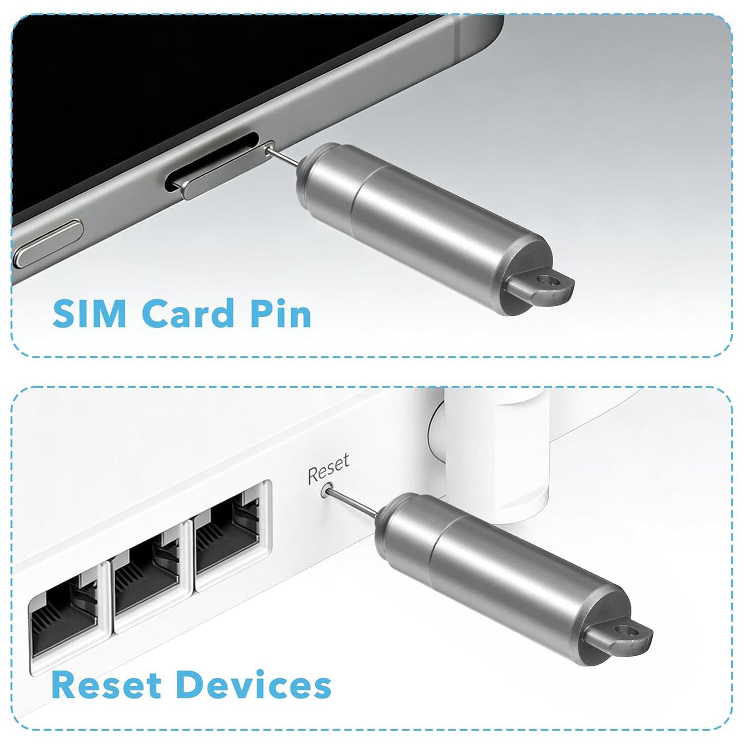 VAYWET SIM Card Tray Removal Tool with Cleaning Brush, 2 in 1 SIM Ejector Pin & Cleaning Brush Keychain EDC Portable Keychain Eject Pins Reset Needle Opener Cleaning Pen Aluminum Alloy Cleaning Tool for iPhone For Airpods Pro Earphone Dust Removal VAYWET SIM Card Tray Removal Tool with Cleaning Brush, 2 in 1 SIM Ejector Pin & Cleaning Brush Keychain EDC Portable Keychain Eject Pins Reset Needle Opener Cleaning Pen Aluminum Alloy Cleaning Tool for iPhone For Airpods Pro Earphone Dust Removal