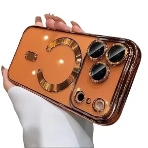 Magnetic Clear MagSafe Camera Lens Protector Soft Slim Shockproof Plating Bumper Anti-Scratch TPU Phone Case Wireless Cover For iPhone 17 16 15 Pro Max