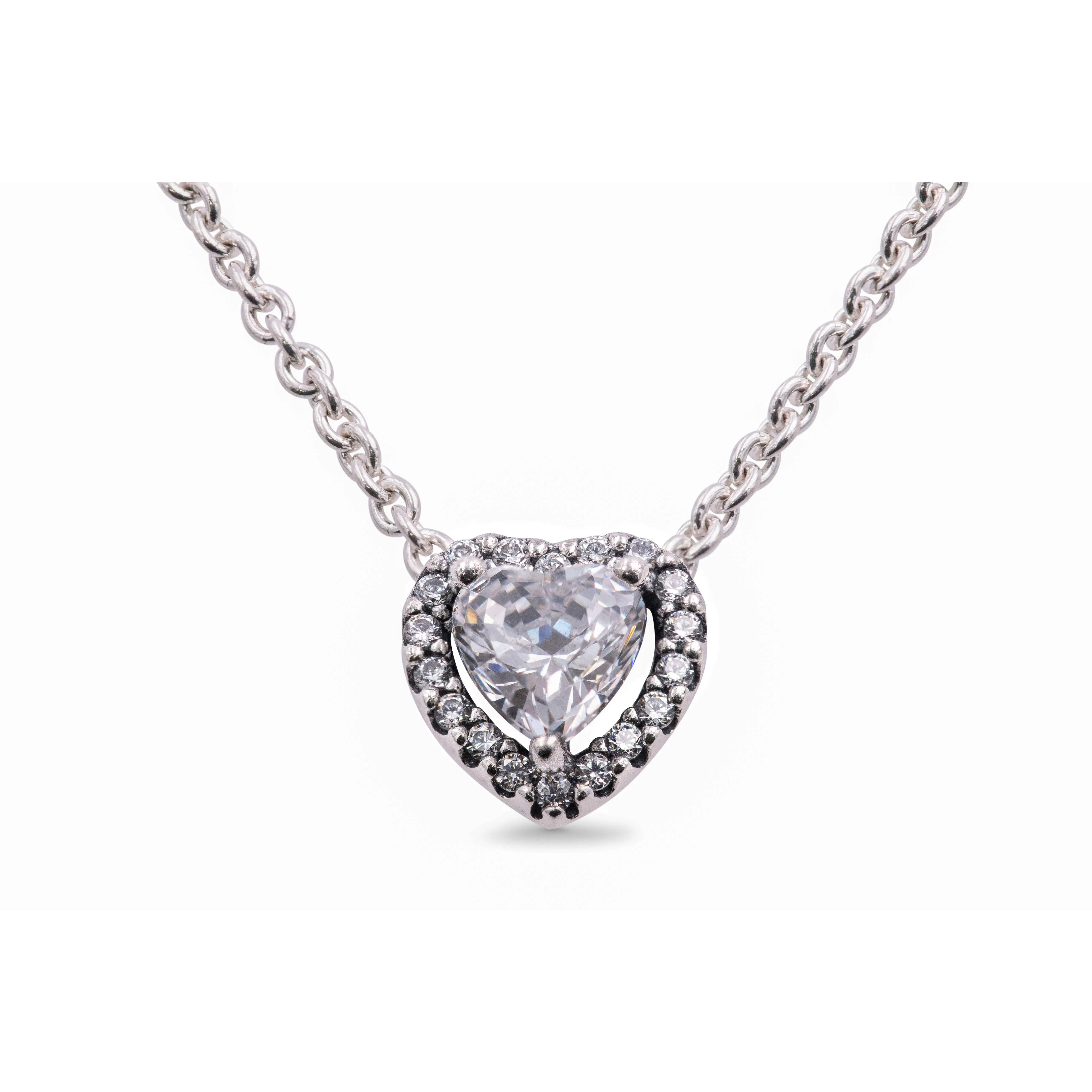 PANDORA Elevated Heart Silver Chain Necklace, Love Necklace with Pendants Jewelry, Adults' GF Gift - 398425C01-45