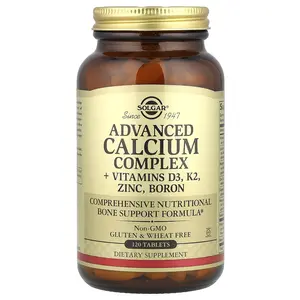 Solgar Advanced Calcium Complex + Vitamins D3, K2, Zinc, Boron, 120 Tablets