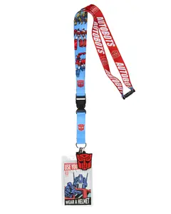 Transformers Lanyard Badge Holder Reversible Design Use Your Head Wear A Helmet Card with 2" Autobot Rubber Pendant