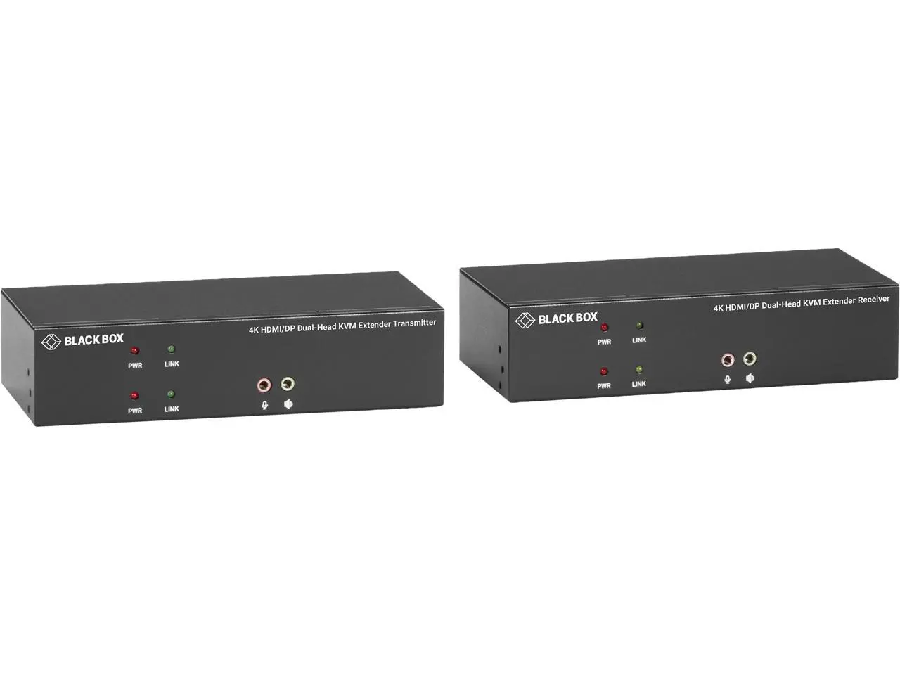 Black Box KVX Series KVXLCHDPF-200 KVM Extender over Fiber - 4K, Dual-Head, HDMI/DisplayPort, USB 2.0, Serial, Audio, Local Video