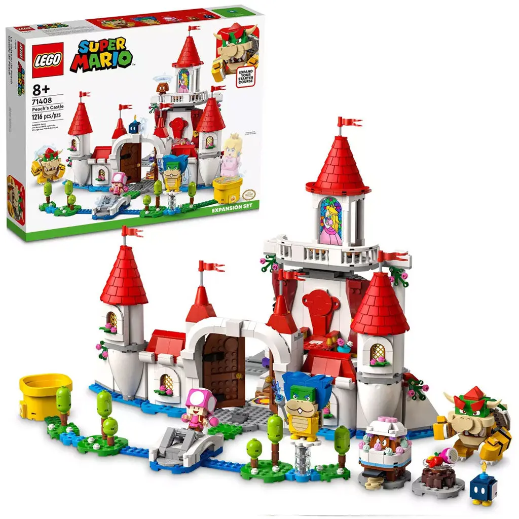 LEGO Nintendo Super Mario Peach’s Castle Expansion Building Set (71408) - 1,216 Pieces, Bob-omb Painting, Coin-Collecting Play, Peach Stained-Glass Window, Purple Fruit, Fruit Bowl, Broken Bridge, Open-Ended Play, Gift Ideas for Kids 8-10 Years