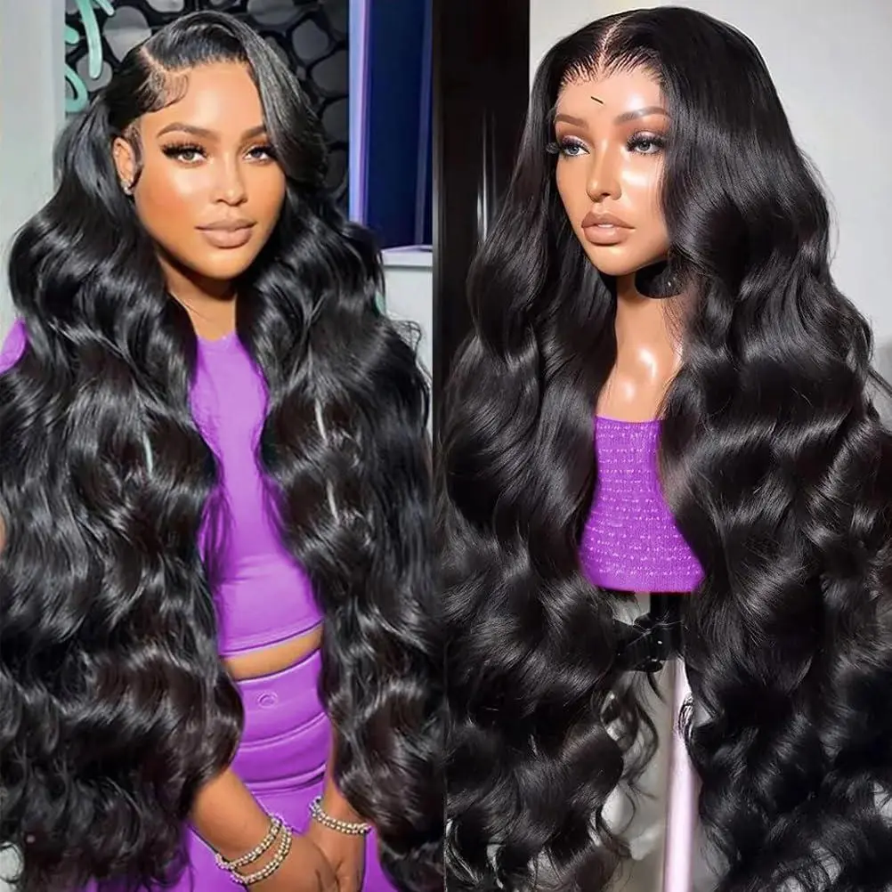 13x6 Lace Front Wigs Human Hair 28 Inch Body Wave Lace Front Wigs Human Hair Pre Plucked 180 Density with Baby hair Transparent Lace Frontal Wigs for Women Natural Color summerwins