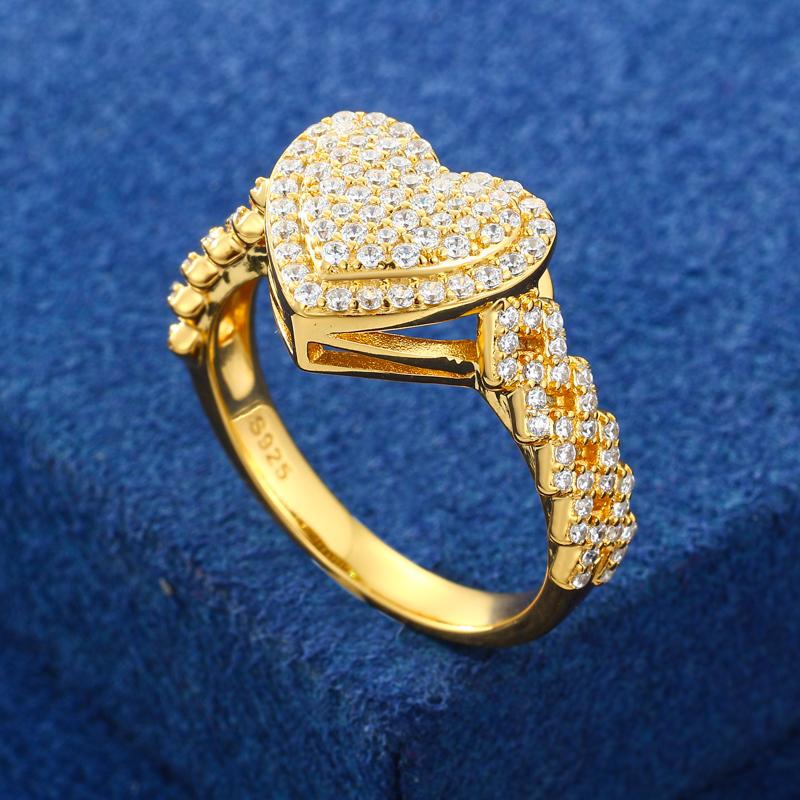 【#R444 】Heart-shaped Ring UCCIYO S925 Sterling Silver Moissanite Ring for Women Men Hip Hop Jewelry Gift