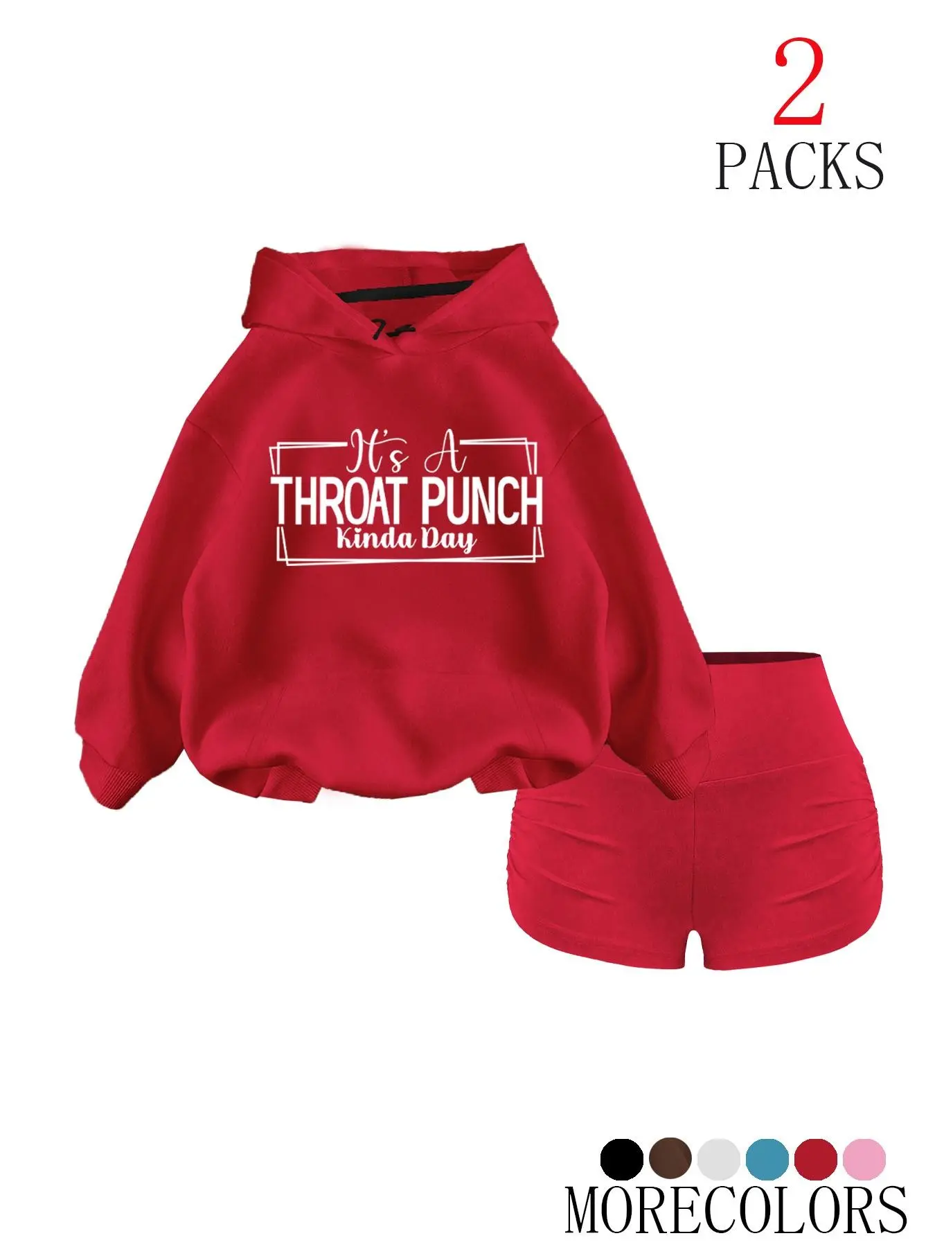 Women's Casual Two-Piece Set, Letter Print Drop Shoulder Hoodie with Pocket & Skinny Shorts, Loose-Fit Hooded Sweatshirts & Plain Shorts for Spring & Fall, Preppy Style