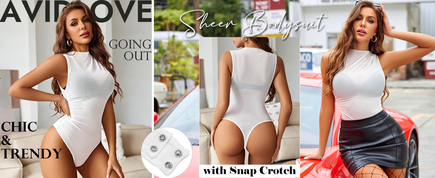 Avidlove Mesh Bodysuits for Women Mock Neck Sheer Sleeveless Shirts Ruched Going Out Tank Bodysuit Tops Avidlove Mesh Bodysuits for Women Mock Neck Sheer Sleeveless Shirts Ruched Going Out Tank Bodysuit Tops