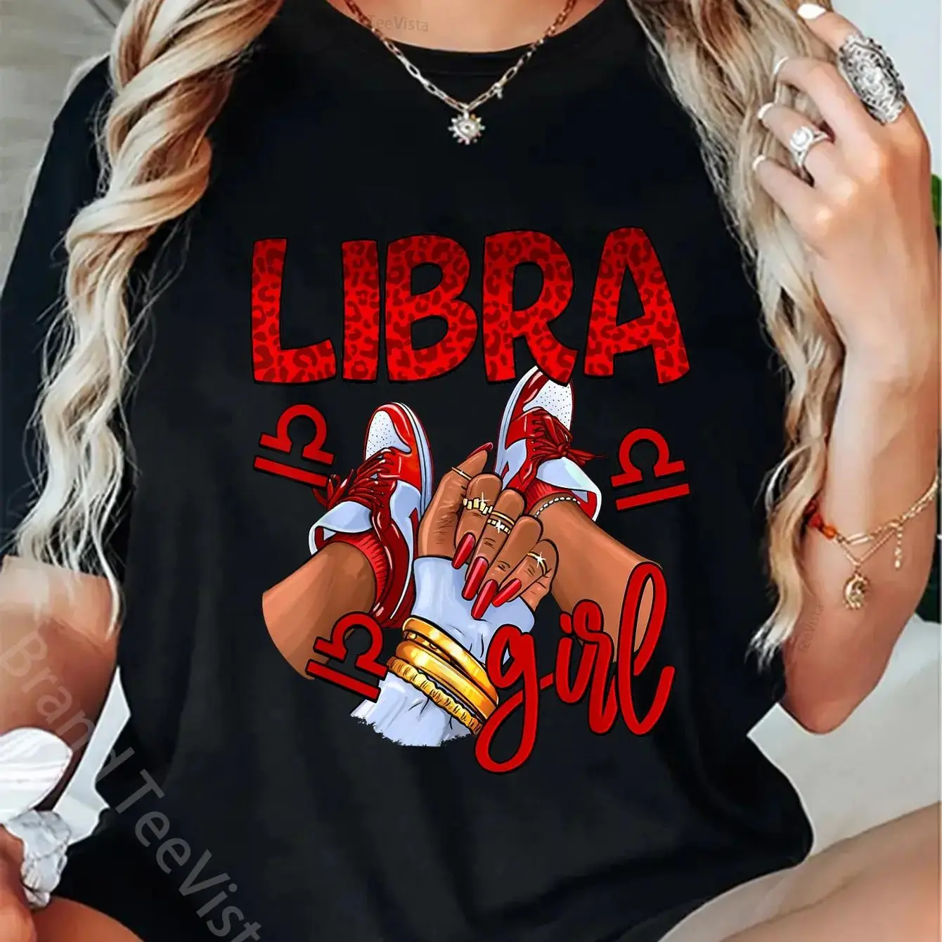 100% Cotton Unisex Libra Girl Birthday Women Sneakers Zodiac Sign Bday T-Shirt Casual Graphic Printed Vintage Tshirt