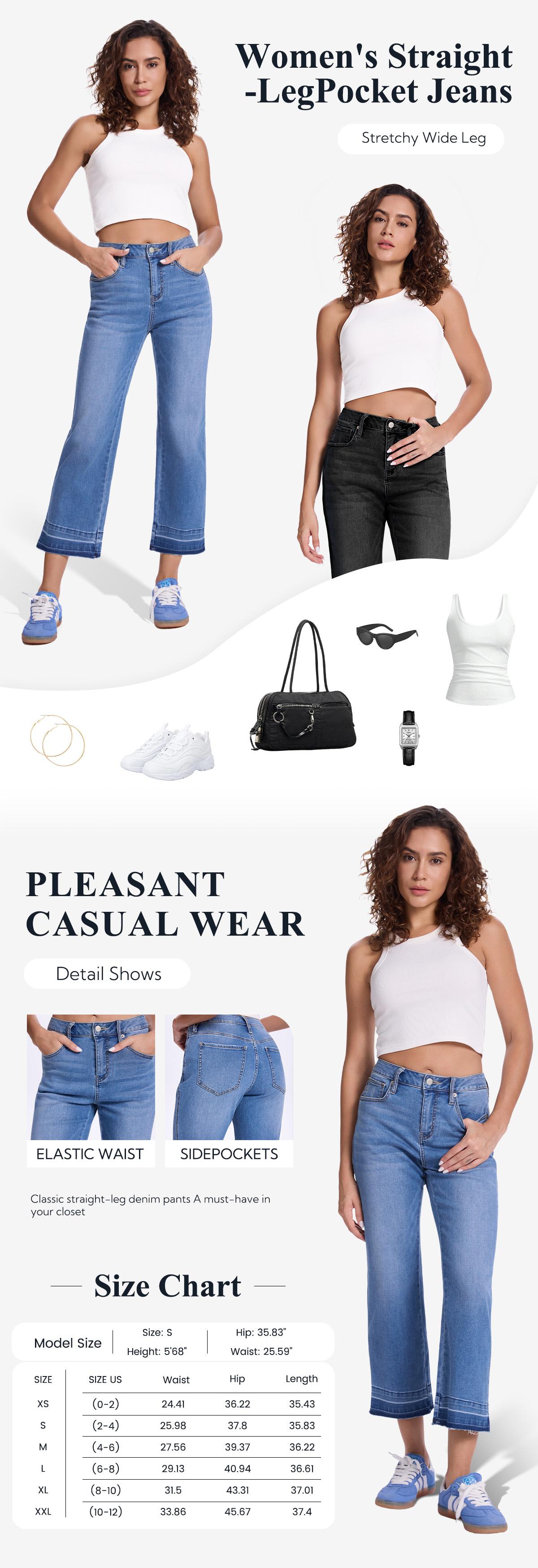 FireSwan High Rise Medium Wash Tummy Control Cropped Wide Leg Jeans