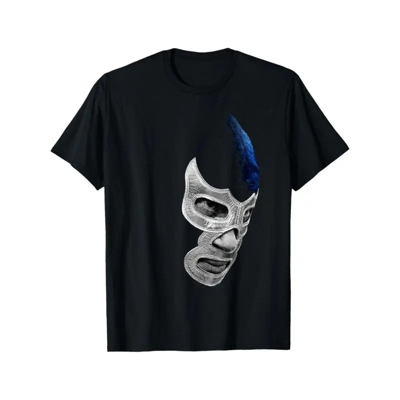 streetwear graphic tees Mexican Wrestler Legend Cotton T Shirt With Demon Blue Libre Art For Men Casual Wear Sports Running And Outdoor Activities Unisex Design For Teens And Adults
