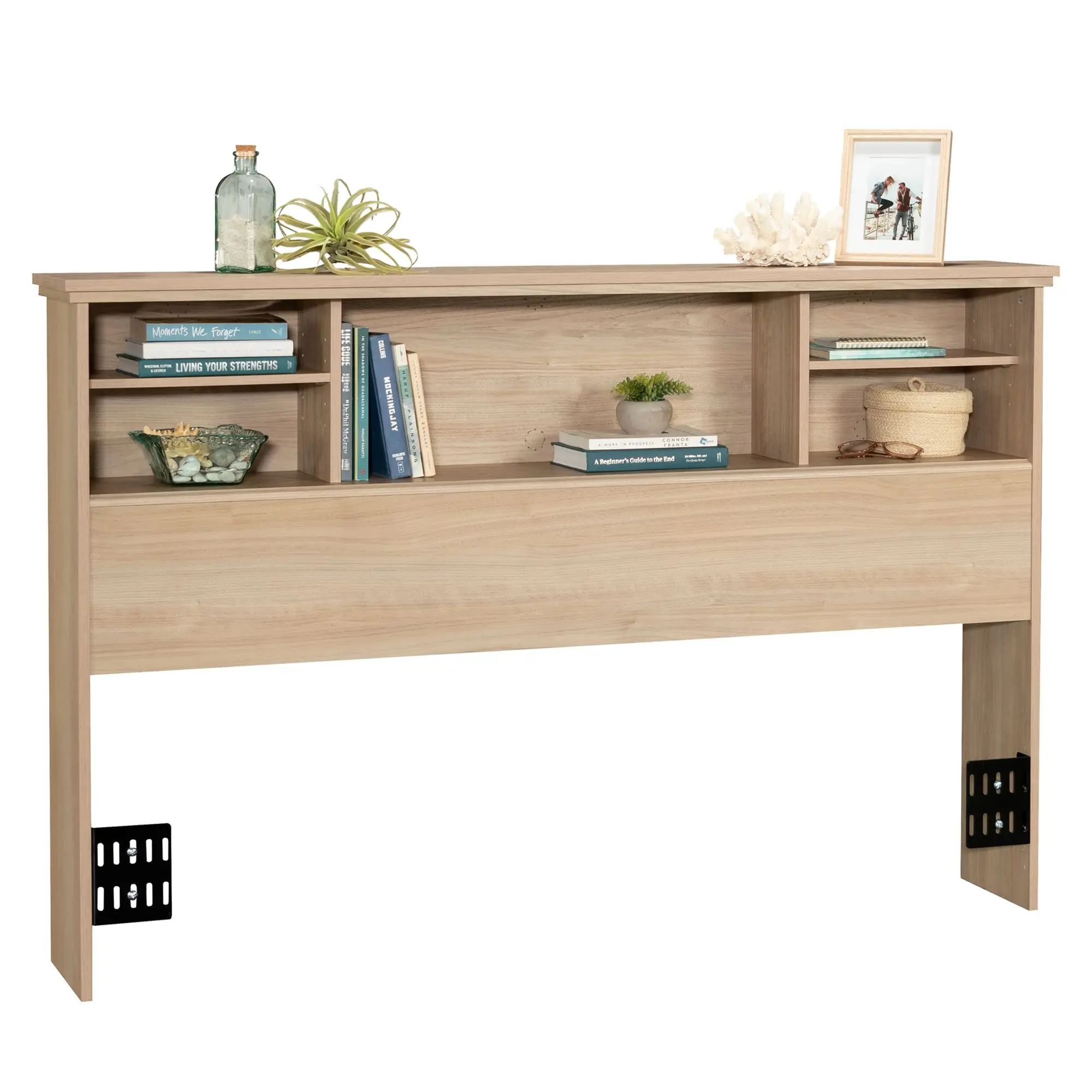 Sauder River Ranch Full/Queen Bookcase Headboard - Adjustable Shelves, Wire Management, Customizable Storage, Effortless Attachment, Versatile & Practical, Assembly Required - for Modern Bedroom, Coastal Cottage Use (Indoor Furniture Headboard)