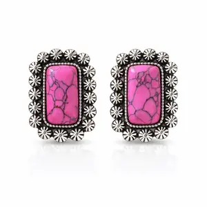 Unisex Prairie Bloom Concho Earrings, Fashion Costume Jewelry Accessory