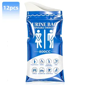 Disposable urine bags, 12-pack emergency urine bags, unisex 800ml portable emergency urine bags and vomit bags, containing fast-setting gel, suitable for outdoor hiking, traffic jams, pregnant women and people with mobility impairments.