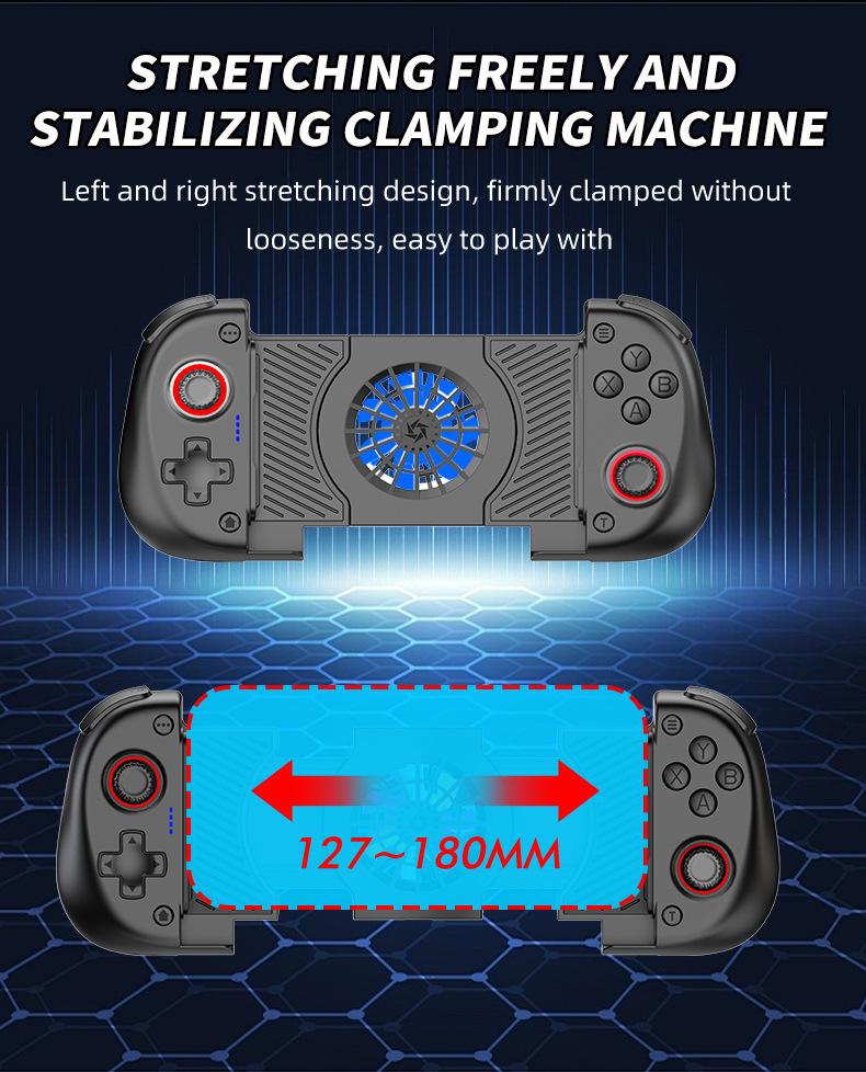 Mobile Phone Gaming Controller Wireless Bluetooth-Compatible Telescopic Gamepad with Cooling Fan for Switch/Android/PC Mobile Phone Gaming Controller Wireless Bluetooth-Compatible Telescopic Gamepad with Cooling Fan for Switch/Android/PC