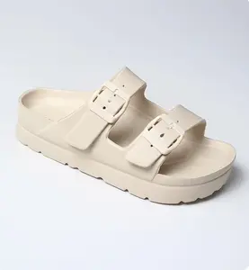 Women's Platform Sandals with Arch Support Chunky Lightweight Foam Slip on Slides Comfortable Summer Beach Sandals Adjustable Buckle EVA Material Anti-skid