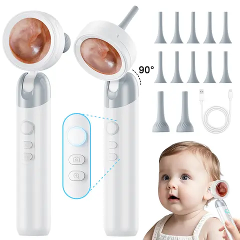 Digital Ear Cleaning Tool with 1.4” IPS LCD Screen, 1080P HD Camera, 5-in-1 Earpick, Rechargeable Battery, LED Flashlight, Photo & Zoom Function, for Adults to Check Ears Nose Mouth Skin, Father’s Day Gift