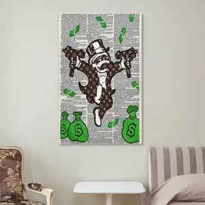 Fashion Urban Street Art Graffiti Wall Art Print Monopolys Graffiti Money poster Cool Upcycled Dictionary Poster for Home Decor - Room Decorations for Dorm, Office, Teens Bedroom