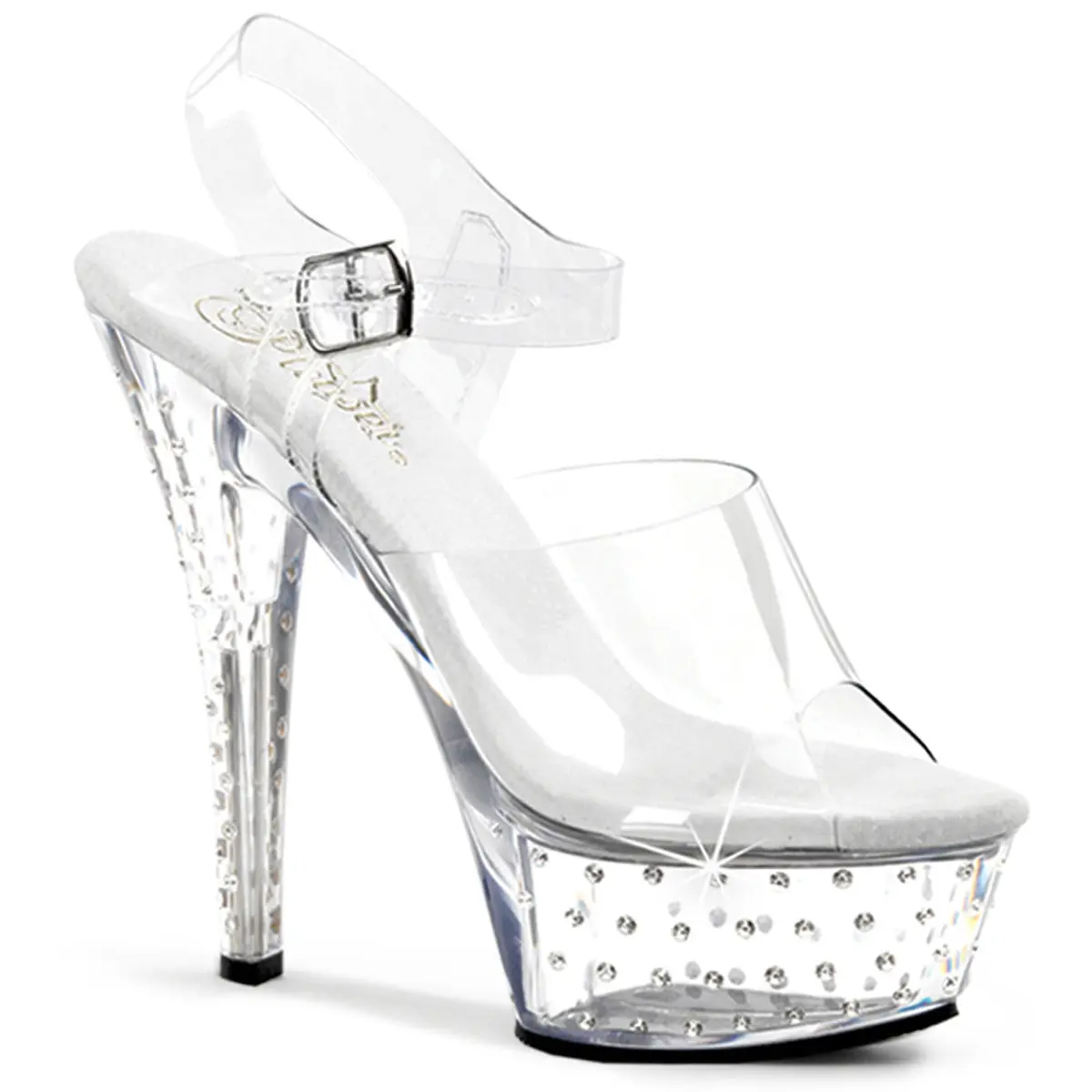Women's Open-Toe High Heel Shoes - Platform Heeled Sandals with 608 Stardust Sparkly Rhinestone Accents, Footwear for Prom, Sparkly Party Shoes