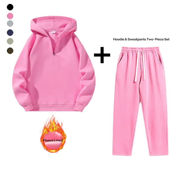 Men’s autumn/winter new fleece-lined sports sets, sweatshirt + pants complete set, unisex, solid-color casual athletic outfit, no need for a two-piece sportswear set, men’s apparel, tracksuit set