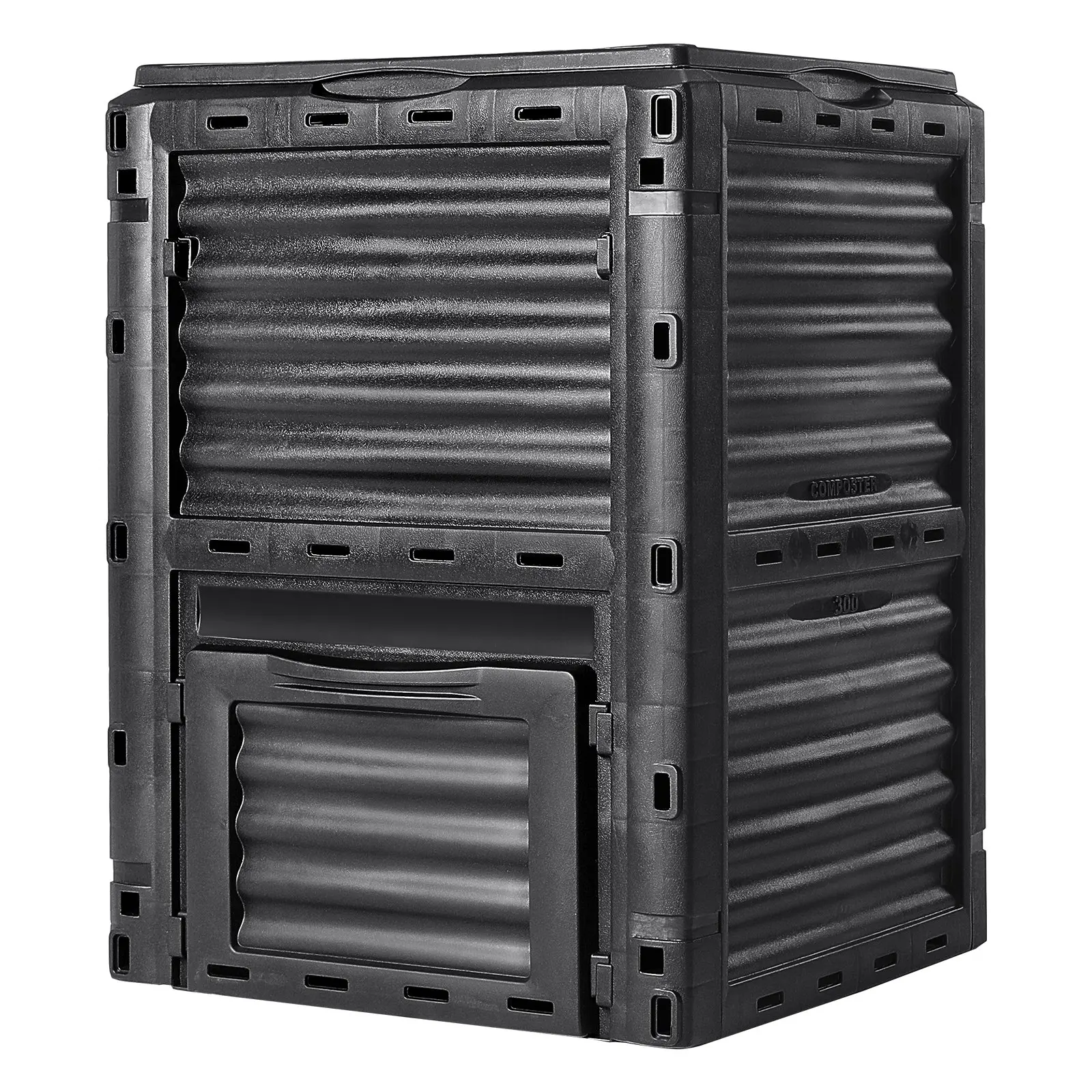 【Summerfinds】VEVOR 80 Gal (300L) BPA-Free Plastic Rectangular Outdoor Compost Bin - Top + Bottom Doors, Ventilated Sides, 5-Minute Quick Setup, Lightweight Food Waste Solution, Father's Day Pick, Bpa-Free For Worry-Free Use