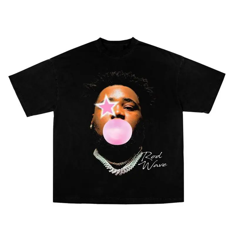 Graphic Tee Rapper Rod Wave Pink Bubble Gum Shirt Gift For Fan Unisex Cotton Rod Last Lap Tour Graphic Tee, Full Colors, Full Sizes, For Men, For Women, gift for him gift for her Novelty Graphic T Shirt funny tshirt Undershirts Tees Casual Streetwear Clas