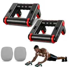 Home Gym 2-in-1 Core Trainer - Ab Roller Wheel Push-Up Bar with Knee Mat for Abdominal & Upper Body Workouts