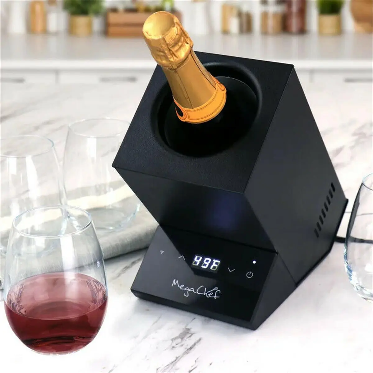 MegaChef MC-BTLC5000 Electric Wine Chiller with Digital Display, Black