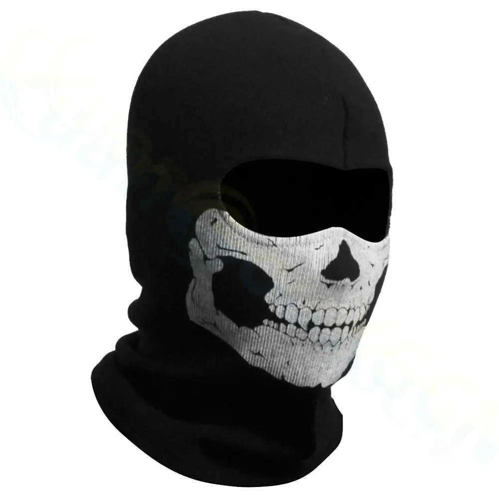 Unisex Skull Print Balaclava Shape Full Face Mask - Windproof Motorbike Helmet Liner, Bicycle Mask Liner, Head-Neck Warmer for Skiing