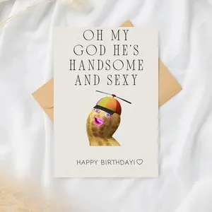 The burnt Peanut Birthday Card, Funny Trending Peanut Goop Card