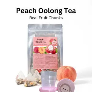Peach Oolong Tea with Real Fruit Chunks Allergen-Free Herbal Tea for Cold & Hot Brewing Individually Packaged 30 Bags