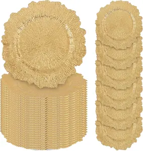 24/50 Pcs Charger Plates Bulk, 13" Reef Plate Chargers for Dinner, Plastic Floral Decorative Plates for Table Setting, Wedding, Party, Event, Decoration