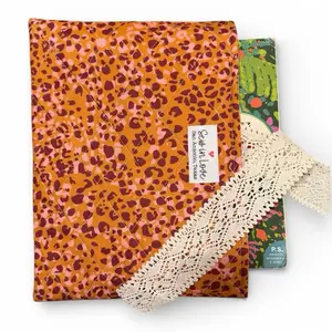 Cute Quilted Book Sleeve, Orange Leopard