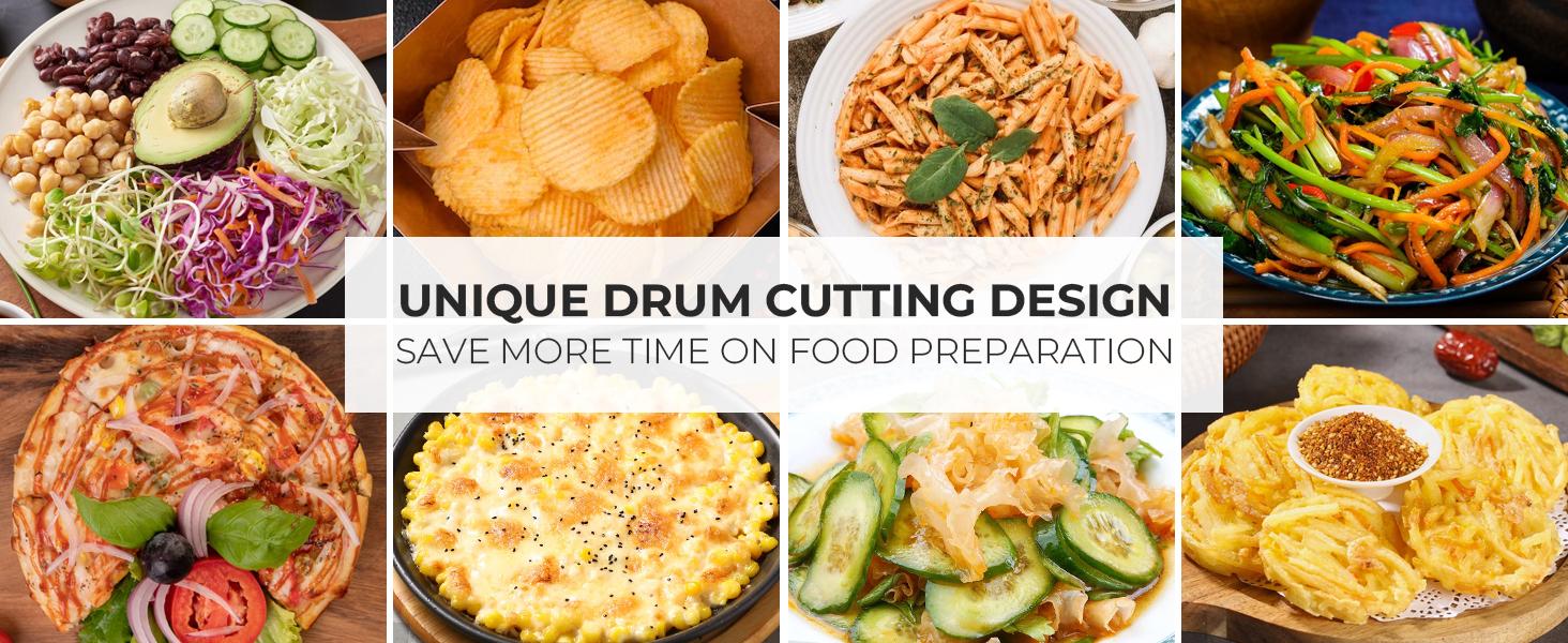 SUSTEAS Rotary Cheese Grater with Handle, Food Chopper Comes with 5 Well-Designed Blades and Powerful Suction Cup Base, 1 Blade Storage Box Kitchen Utensils Vegetable Cutting Slicer Potato Cutter