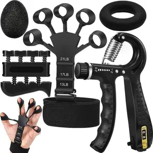 Grip Strength Trainer with Finger Exerciser, Hand Grip Strengthener, Finger Stretcher,Grip Ring & Stress Relief Ball for Muscle Building and Injury Recover Hand Extension Exerciser Outdoorfun
