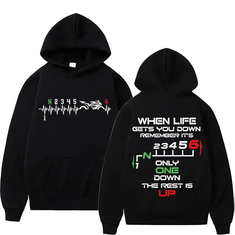 Gear Biker Pulse Two-Sided Graphic Sweatshirt, Motorcycle-Inspired Riders 2-Sided Pullover Hoodie for Men & Women