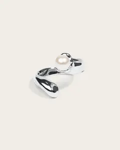 Flow Crest Pearl Ring - Sterling Silver