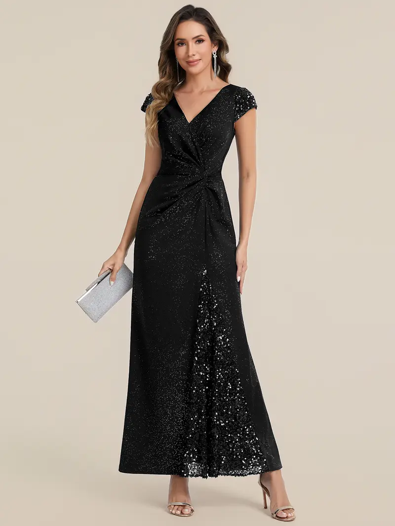 Wedding Guest Ever Pretty Sequin Dress Ever-Pretty 2026 New Sequin Cape Formal Maxi Dress V- Wedding Guest Ever Pretty Sequin Dress Ever-Pretty 2026 New Sequin Cape Formal Maxi Dress V-